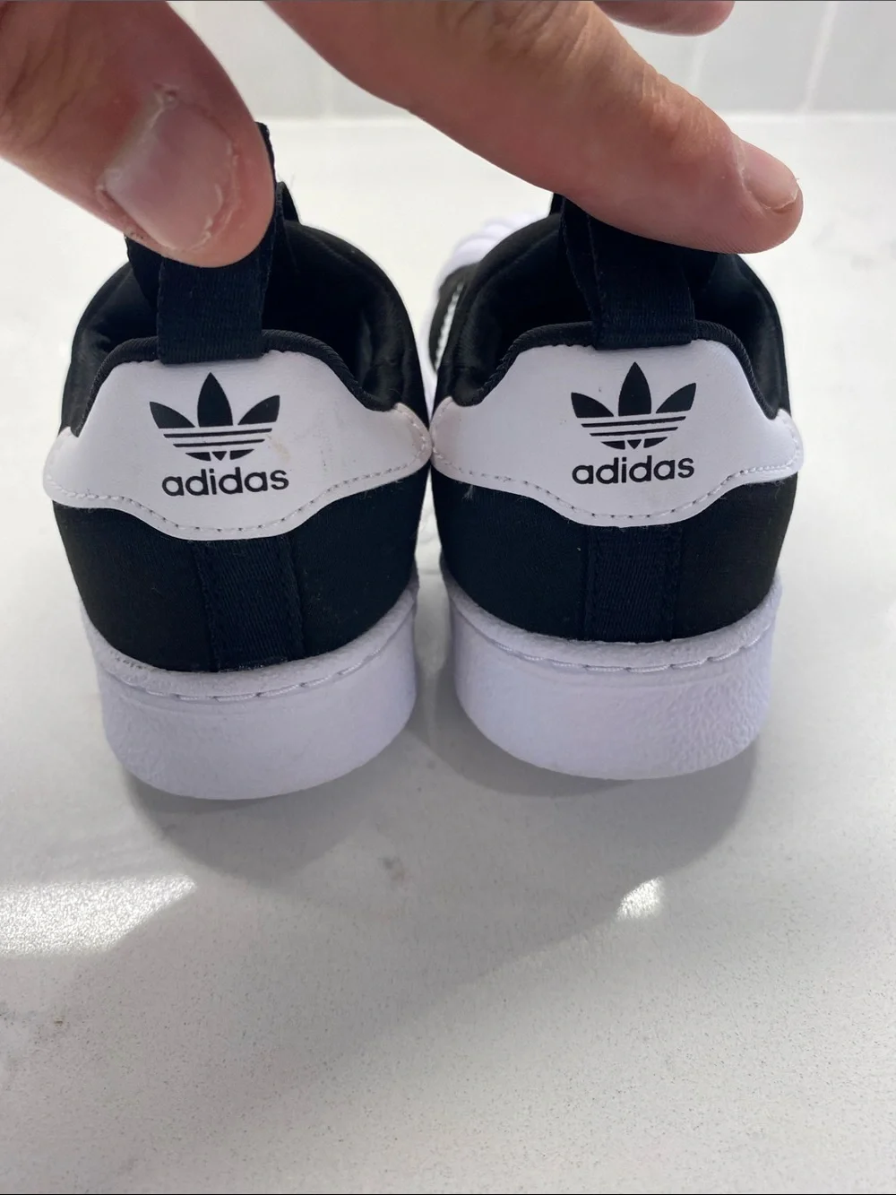 🆕 Adidas Slip On Black Shoes Fitfoam Ortholite Comfort Shoes Sz 6K BRAND NEW ✨